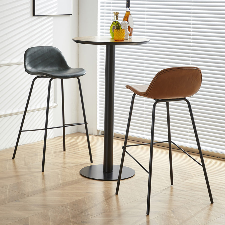 Lage rug dineren krukken faux lederen barkrukken met metalen basis