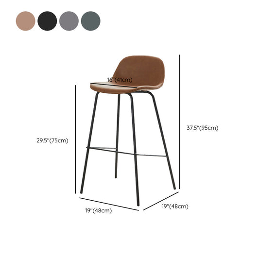 Low Back Dining Stools Faux Leather Bar Stools with Metal Base