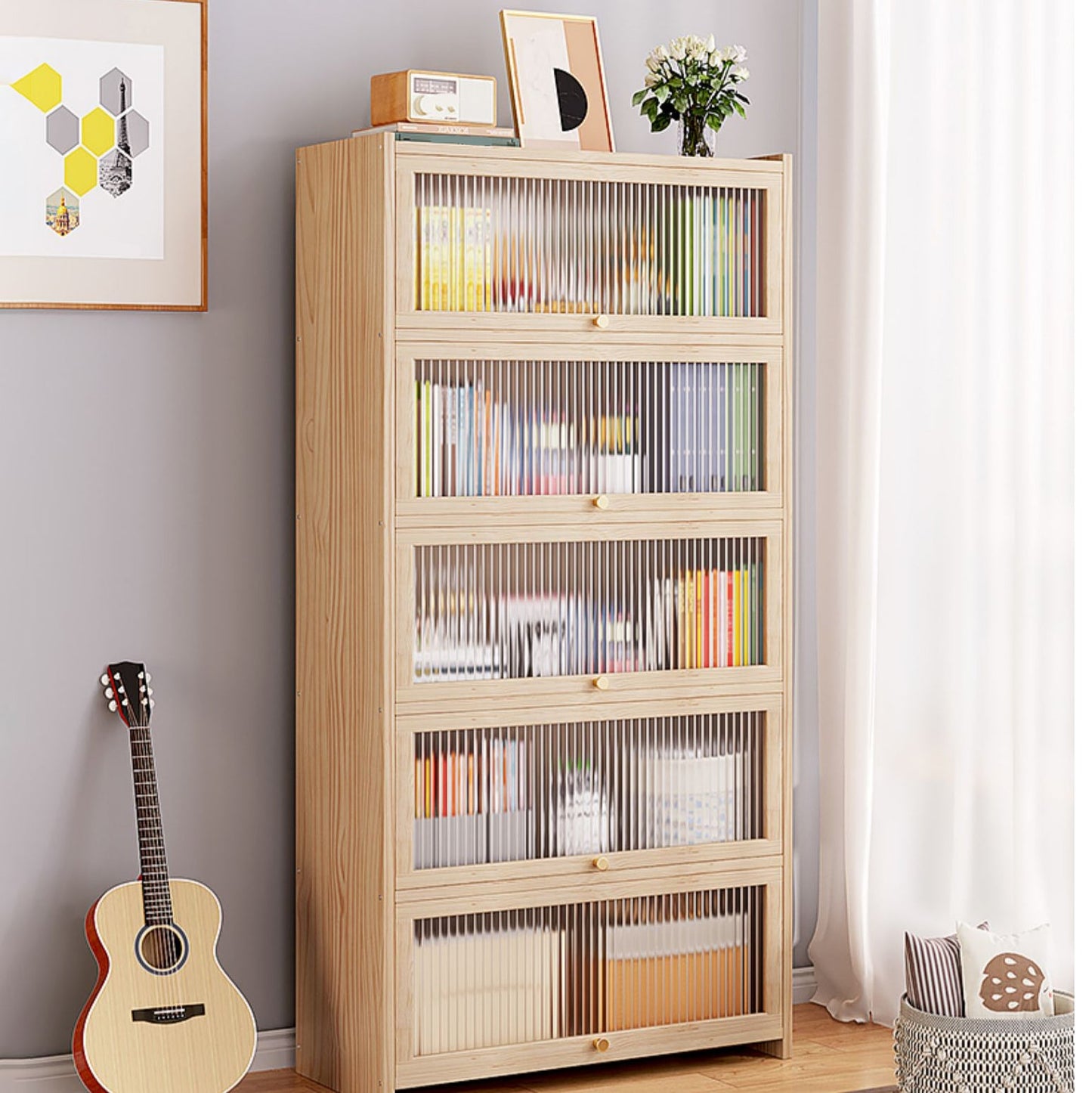 Natural Contemporary Cabinet, Solid Wood Accent Cabinet with Doors Clearhalo 'Cabinets & Chests' 'cabinets_chests' 'furn' 'furn_cabinets_chests' 'Furniture' 'Living Room Furniture' 7237723