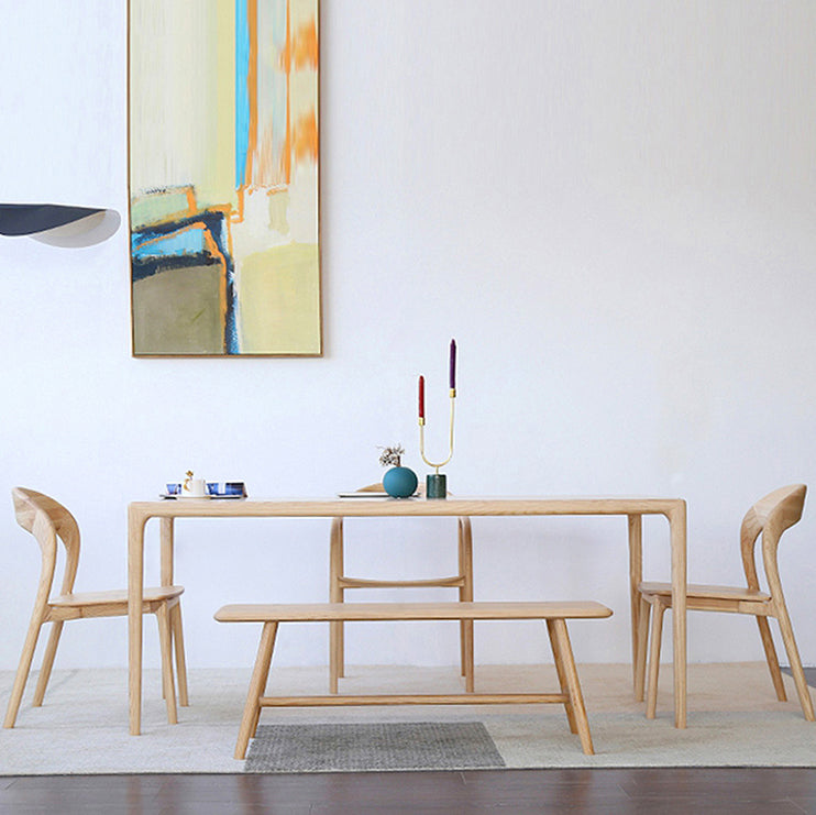 Solid Wood Dinette Set Modern Style 1/4/5/6 Pcs Dining Set with Rectangle Table