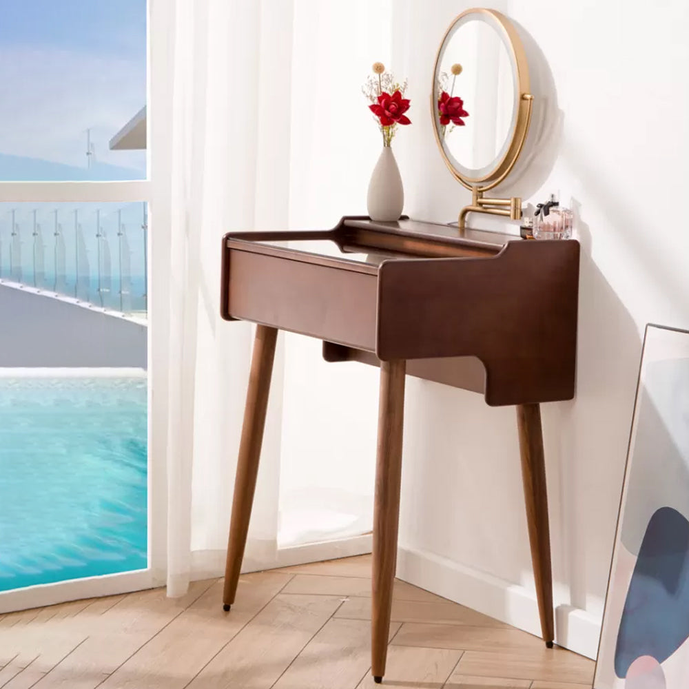 Modern Mirrored Glass Drawers Make-up Vanity with Storage for Bedroom Makeup Vanity & Mirror Black Clearhalo 'Bedroom Furniture' 'furn' 'furn_makeup_vanities' 'Furniture' 'Makeup Vanities' 'makeup_vanities' 7237928