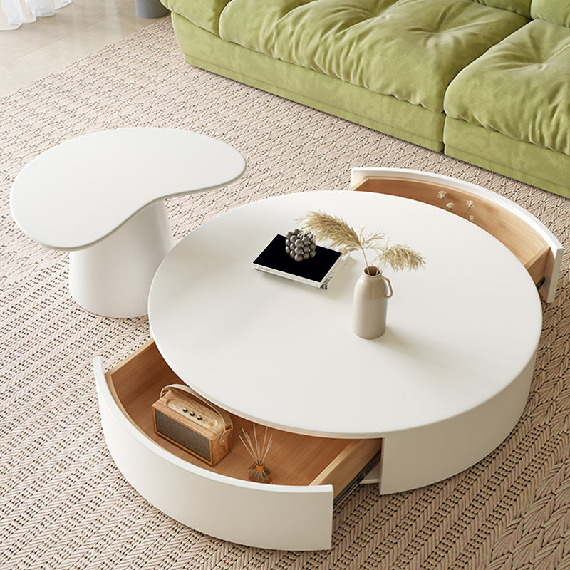 White Coffee Table Wooden 2 Piece Nesting Tables with Storage Drawer Clearhalo 'Coffee & Accent Tables' 'Coffee Tables' 'coffee_tables' 'furn' 'furn_coffee_tables' 'Furniture' 'Living Room Furniture' 7237951