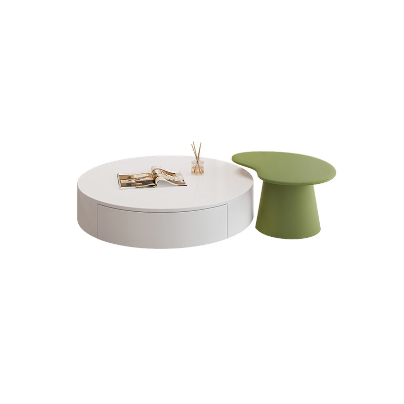 White Coffee Table Wooden 2 Piece Nesting Tables with Storage Drawer Green Clearhalo 'Coffee & Accent Tables' 'Coffee Tables' 'coffee_tables' 'furn' 'furn_coffee_tables' 'Furniture' 'Living Room Furniture' 7237955