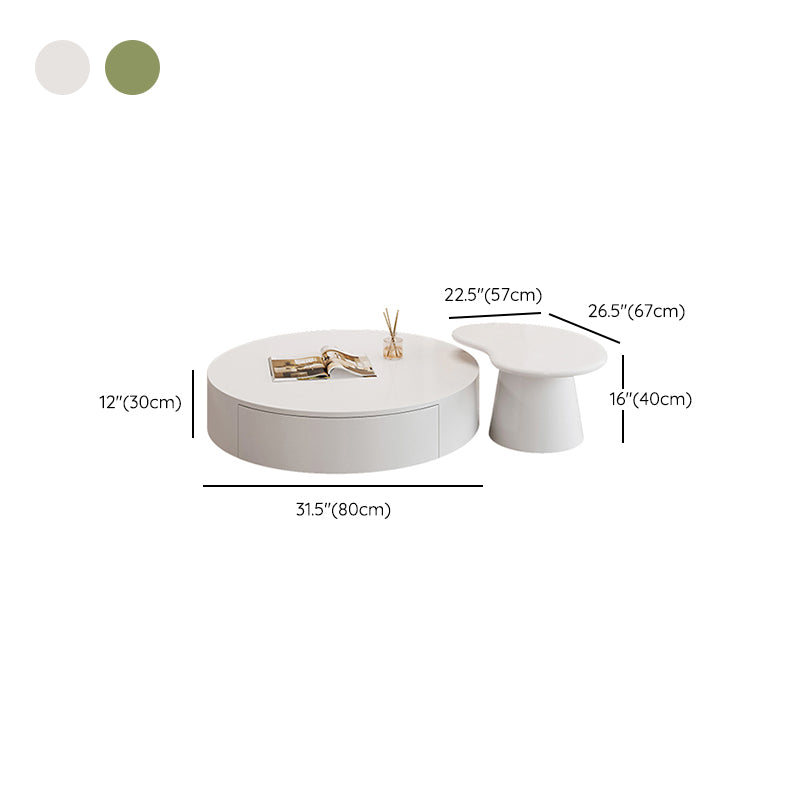 White Coffee Table Wooden 2 Piece Nesting Tables with Storage Drawer Clearhalo 'Coffee & Accent Tables' 'Coffee Tables' 'coffee_tables' 'furn' 'furn_coffee_tables' 'Furniture' 'Living Room Furniture' 7237965