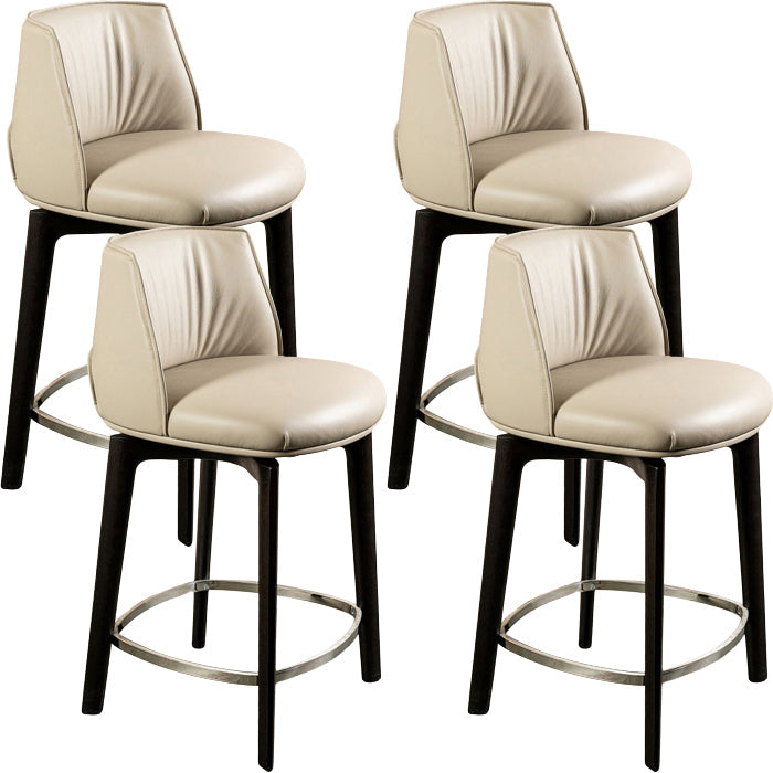 Scandinavian Solid Wood Bar Stools Indoor Stool with Footrest Beige 4 Piece Set Clearhalo 'Bar Furniture' 'Bar Stools' 'bar_stools' 'furn' 'furn_bar_stools' 'Furniture' 'Kitchen & Dining Furniture' 7238015