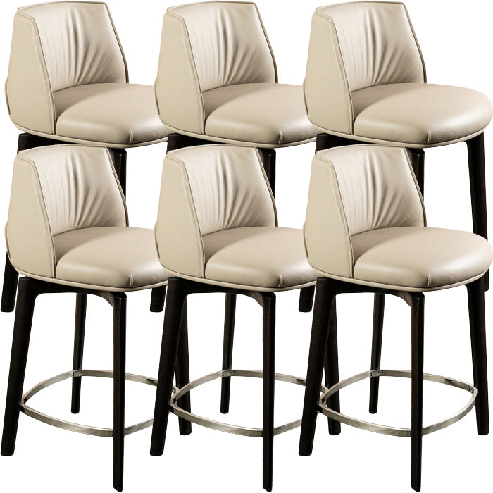 Scandinavian Solid Wood Bar Stools Indoor Stool with Footrest Beige 6 Piece Set Clearhalo 'Bar Furniture' 'Bar Stools' 'bar_stools' 'furn' 'furn_bar_stools' 'Furniture' 'Kitchen & Dining Furniture' 7238017