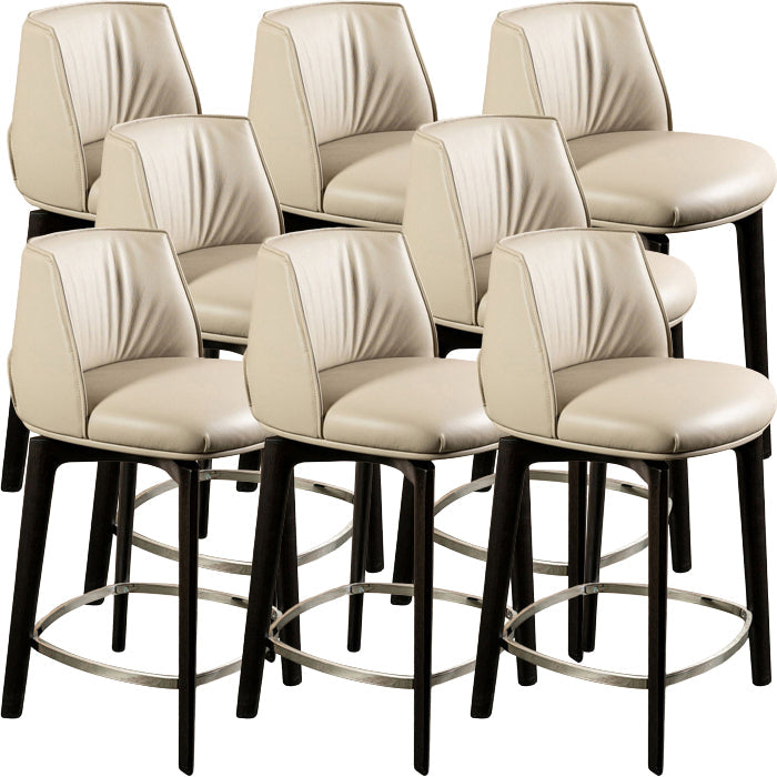 Scandinavian Solid Wood Bar Stools Indoor Stool with Footrest Beige 8 Piece Set Clearhalo 'Bar Furniture' 'Bar Stools' 'bar_stools' 'furn' 'furn_bar_stools' 'Furniture' 'Kitchen & Dining Furniture' 7238019