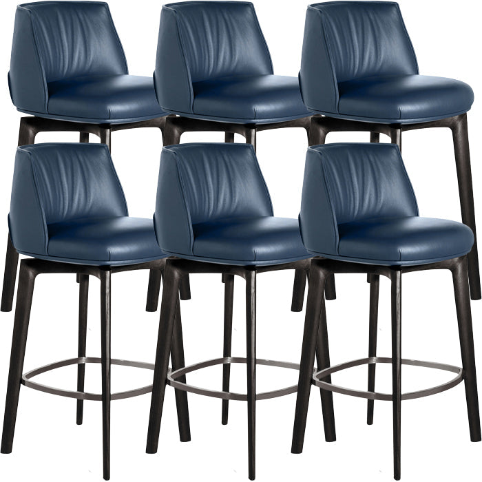 Scandinavian Solid Wood Bar Stools Indoor Stool with Footrest Blue 6 Piece Set Clearhalo 'Bar Furniture' 'Bar Stools' 'bar_stools' 'furn' 'furn_bar_stools' 'Furniture' 'Kitchen & Dining Furniture' 7238024