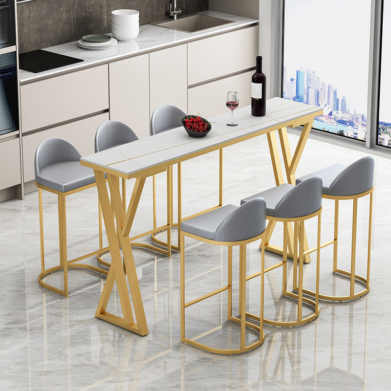 Grey Faux Leather Dining Stool Low Back Bar Stool with Metal Base