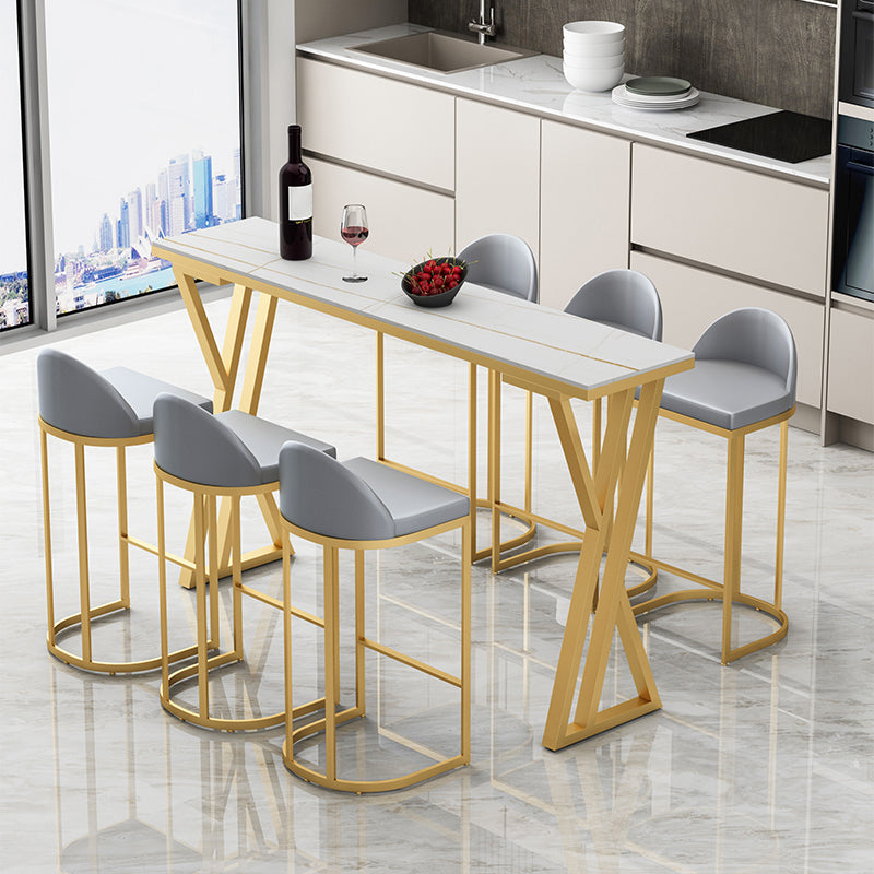 Grey Faux Leather Dining Stool Low Back Bar Stool with Metal Base