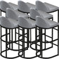 Grey Faux Leather Dining Stool Low Back Bar Stool with Metal Base