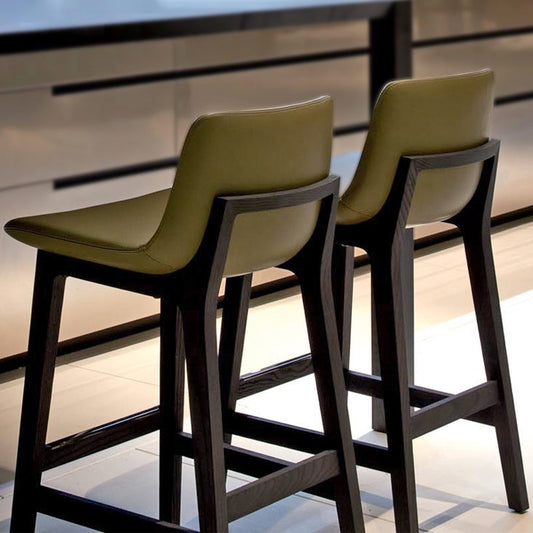 Scandinavian Indoor Bar Stools Solid Wood Stool with Footrest