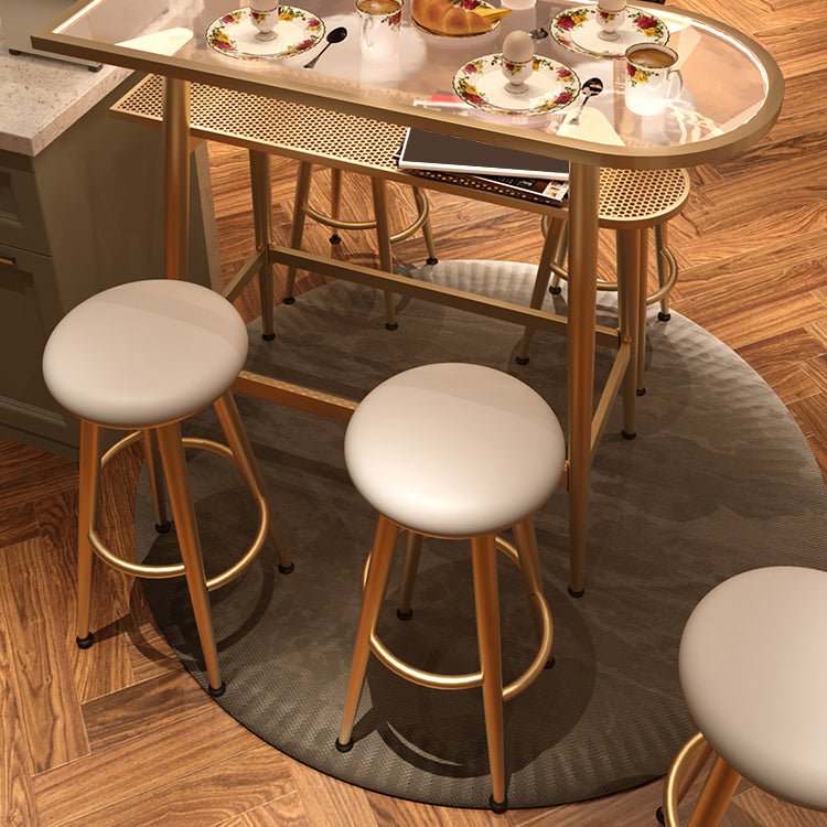Round Faux Leather Dining Stool Backless Bar Stool with Metal Base Clearhalo 'Bar Furniture' 'Bar Stools' 'bar_stools' 'furn' 'furn_bar_stools' 'Furniture' 'Kitchen & Dining Furniture' 7238076