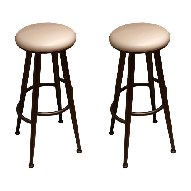 Round Faux Leather Dining Stool Backless Bar Stool with Metal Base Black 2 Piece Set Clearhalo 'Bar Furniture' 'Bar Stools' 'bar_stools' 'furn' 'furn_bar_stools' 'Furniture' 'Kitchen & Dining Furniture' 7238077