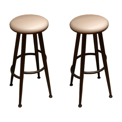 Round Faux Leather Dining Stool Backless Bar Stool with Metal Base Black 2 Piece Set Clearhalo 'Bar Furniture' 'Bar Stools' 'bar_stools' 'furn' 'furn_bar_stools' 'Furniture' 'Kitchen & Dining Furniture' 7238077