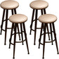 Round Faux Leather Dining Stool Backless Bar Stool with Metal Base Black 4 Piece Set Clearhalo 'Bar Furniture' 'Bar Stools' 'bar_stools' 'furn' 'furn_bar_stools' 'Furniture' 'Kitchen & Dining Furniture' 7238078
