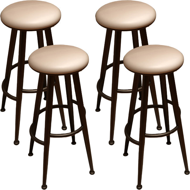 Round Faux Leather Dining Stool Backless Bar Stool with Metal Base Black 4 Piece Set Clearhalo 'Bar Furniture' 'Bar Stools' 'bar_stools' 'furn' 'furn_bar_stools' 'Furniture' 'Kitchen & Dining Furniture' 7238078