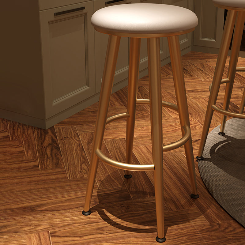 Round Faux Leather Dining Stool Backless Bar Stool with Metal Base Clearhalo 'Bar Furniture' 'Bar Stools' 'bar_stools' 'furn' 'furn_bar_stools' 'Furniture' 'Kitchen & Dining Furniture' 7238080