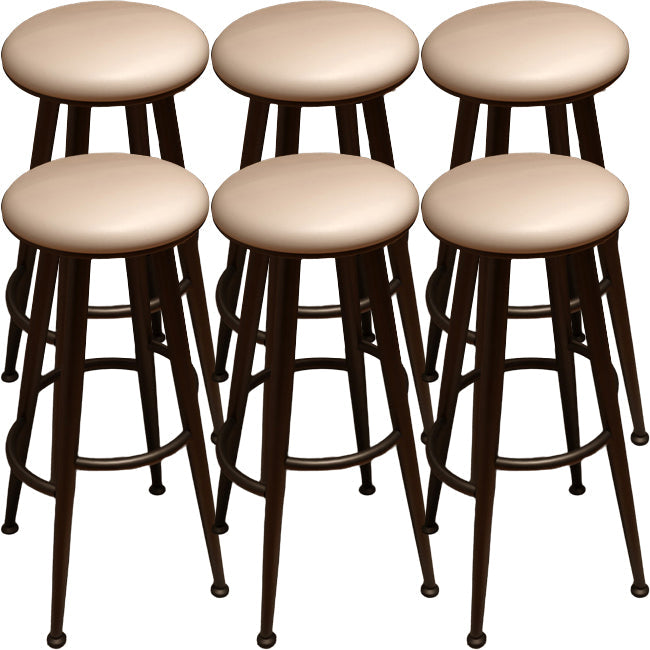 Round Faux Leather Dining Stool Backless Bar Stool with Metal Base Black 6 Piece Set Clearhalo 'Bar Furniture' 'Bar Stools' 'bar_stools' 'furn' 'furn_bar_stools' 'Furniture' 'Kitchen & Dining Furniture' 7238081