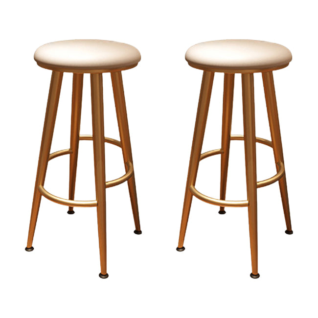 Round Faux Leather Dining Stool Backless Bar Stool with Metal Base Gold 2 Piece Set Clearhalo 'Bar Furniture' 'Bar Stools' 'bar_stools' 'furn' 'furn_bar_stools' 'Furniture' 'Kitchen & Dining Furniture' 7238084