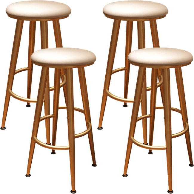 Round Faux Leather Dining Stool Backless Bar Stool with Metal Base Gold 4 Piece Set Clearhalo 'Bar Furniture' 'Bar Stools' 'bar_stools' 'furn' 'furn_bar_stools' 'Furniture' 'Kitchen & Dining Furniture' 7238086
