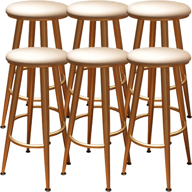 Round Faux Leather Dining Stool Backless Bar Stool with Metal Base Gold 6 Piece Set Clearhalo 'Bar Furniture' 'Bar Stools' 'bar_stools' 'furn' 'furn_bar_stools' 'Furniture' 'Kitchen & Dining Furniture' 7238088