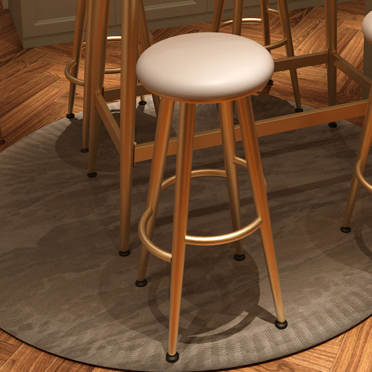 Round Faux Leather Dining Stool Backless Bar Stool with Metal Base Clearhalo 'Bar Furniture' 'Bar Stools' 'bar_stools' 'furn' 'furn_bar_stools' 'Furniture' 'Kitchen & Dining Furniture' 7238089