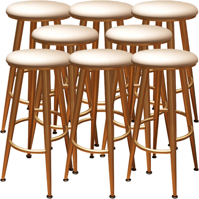 Round Faux Leather Dining Stool Backless Bar Stool with Metal Base Gold 8 Piece Set Clearhalo 'Bar Furniture' 'Bar Stools' 'bar_stools' 'furn' 'furn_bar_stools' 'Furniture' 'Kitchen & Dining Furniture' 7238090