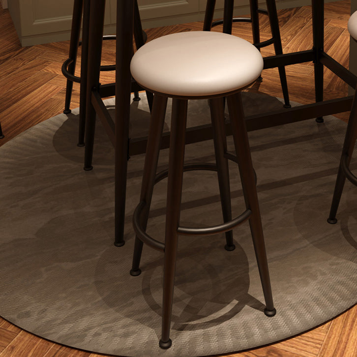 Round Faux Leather Dining Stool Backless Bar Stool with Metal Base Clearhalo 'Bar Furniture' 'Bar Stools' 'bar_stools' 'furn' 'furn_bar_stools' 'Furniture' 'Kitchen & Dining Furniture' 7238091