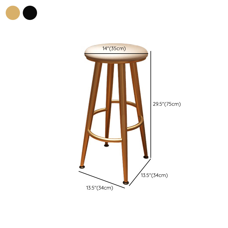 Round Faux Leather Dining Stool Backless Bar Stool with Metal Base Clearhalo 'Bar Furniture' 'Bar Stools' 'bar_stools' 'furn' 'furn_bar_stools' 'Furniture' 'Kitchen & Dining Furniture' 7238094