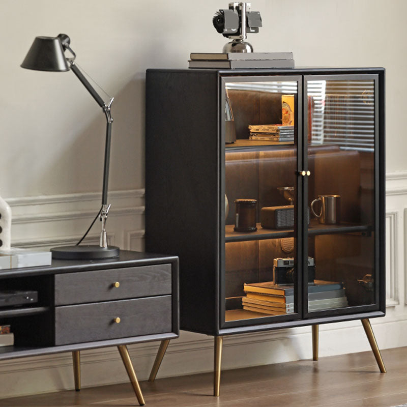 Modernism Wood Sideboard Table Glass Server Shelves Included for Living Room Clearhalo 'buffet_sideboard' 'Buffets & Sideboards' 'furn' 'furn_buffet_sideboard' 'Furniture' 'Kitchen & Dining Furniture' 7238125