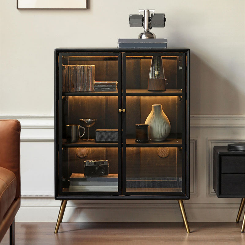 Modernism Wood Sideboard Table Glass Server Shelves Included for Living Room Black Clearhalo 'buffet_sideboard' 'Buffets & Sideboards' 'furn' 'furn_buffet_sideboard' 'Furniture' 'Kitchen & Dining Furniture' 7238126