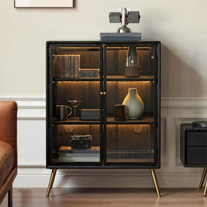 Modernism Wood Sideboard Table Glass Server Shelves Included for Living Room Black Clearhalo 'buffet_sideboard' 'Buffets & Sideboards' 'furn' 'furn_buffet_sideboard' 'Furniture' 'Kitchen & Dining Furniture' 7238126