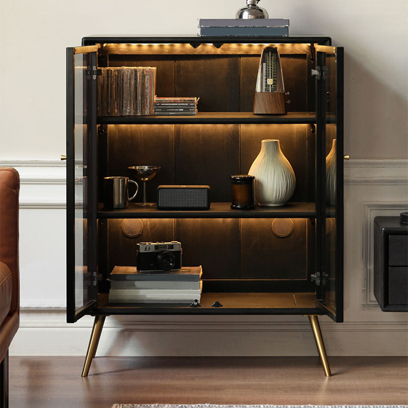 Modernism Wood Sideboard Table Glass Server Shelves Included for Living Room Clearhalo 'buffet_sideboard' 'Buffets & Sideboards' 'furn' 'furn_buffet_sideboard' 'Furniture' 'Kitchen & Dining Furniture' 7238128