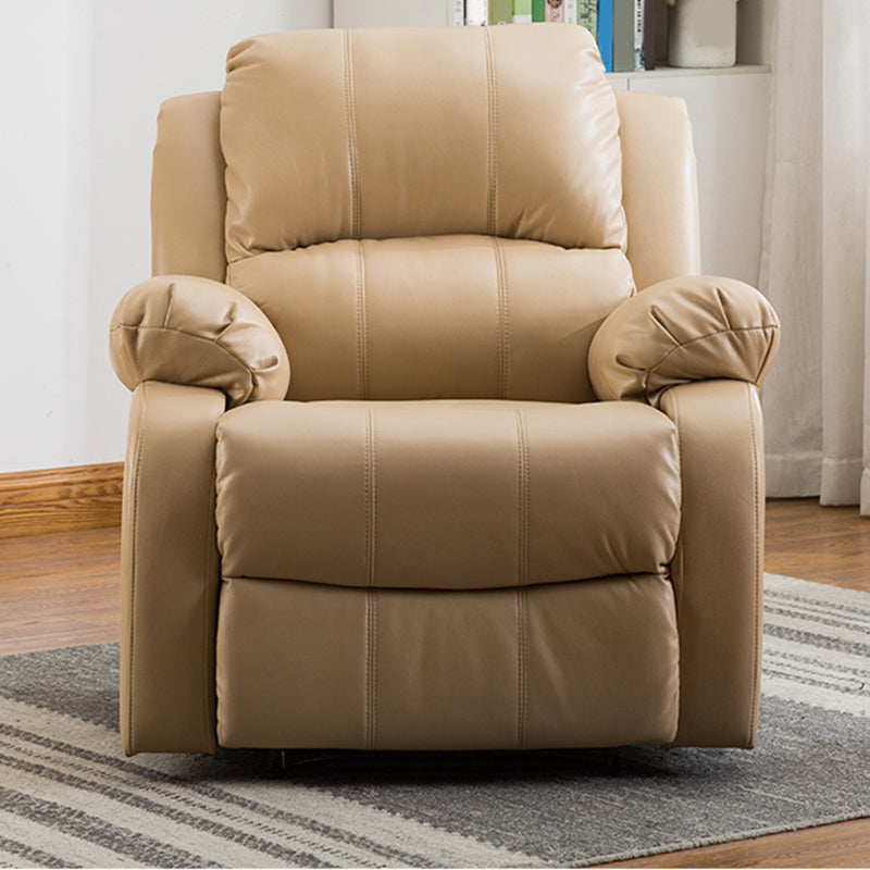 Traditional Swivel Rocker Standard Recliner 35.4" Wide Solid Color Recliner Chair Light Khaki Faux Leather Clearhalo 'Chairs & Seating' 'furn' 'furn_recliners' 'Furniture' 'Living Room Furniture' 'Recliners' 7238288