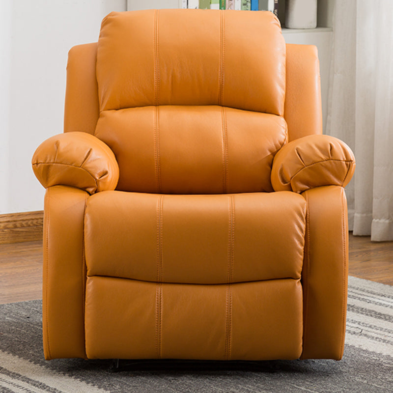 Traditional Swivel Rocker Standard Recliner 35.4" Wide Solid Color Recliner Chair Orange Faux Leather Clearhalo 'Chairs & Seating' 'furn' 'furn_recliners' 'Furniture' 'Living Room Furniture' 'Recliners' 7238292