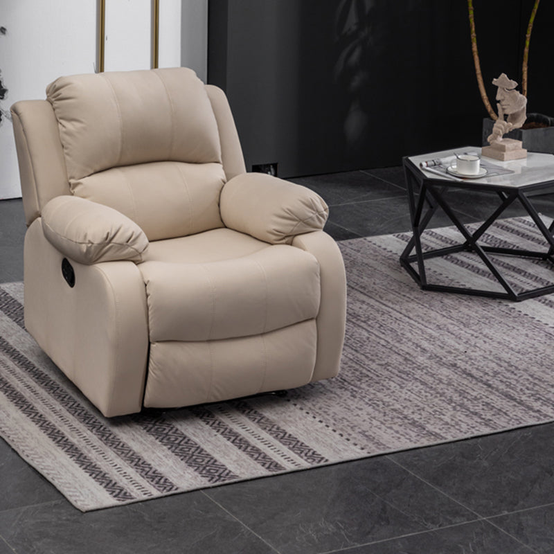 Traditional Swivel Rocker Standard Recliner 35.4" Wide Solid Color Recliner Chair Cream Gray Tech Cloth Clearhalo 'Chairs & Seating' 'furn' 'furn_recliners' 'Furniture' 'Living Room Furniture' 'Recliners' 7238298