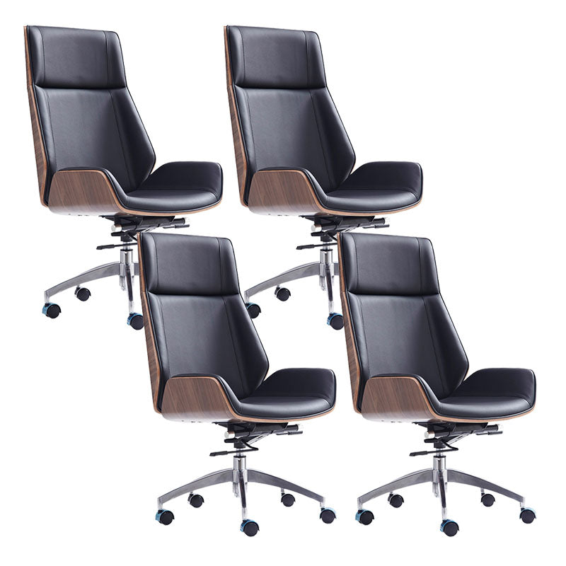 Modern Swivel Office Chair Executive High Back Managers Chair Black 4 Piece Set Clearhalo 'furn' 'furn_office_chair' 'Furniture' 'Office Chairs' 'Office Furniture' 'office_chair' 7238727