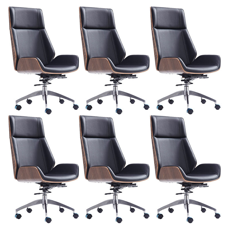 Modern Swivel Office Chair Executive High Back Managers Chair Black 6 Piece Set Clearhalo 'furn' 'furn_office_chair' 'Furniture' 'Office Chairs' 'Office Furniture' 'office_chair' 7238730
