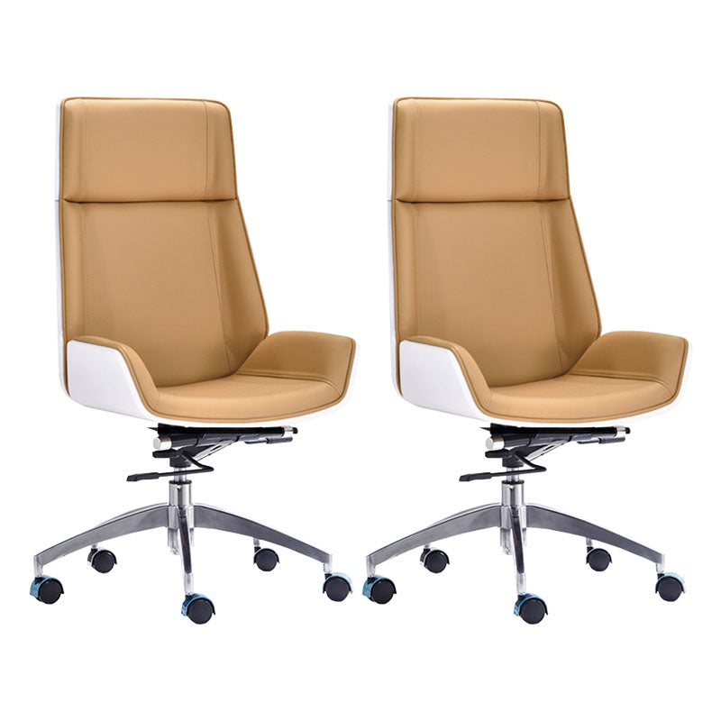 Modern Swivel Office Chair Executive High Back Managers Chair Khaki 2 Piece Set Clearhalo 'furn' 'furn_office_chair' 'Furniture' 'Office Chairs' 'Office Furniture' 'office_chair' 7238735