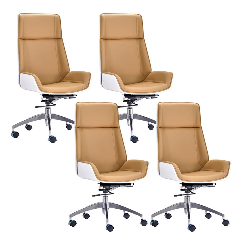 Modern Swivel Office Chair Executive High Back Managers Chair Khaki 4 Piece Set Clearhalo 'furn' 'furn_office_chair' 'Furniture' 'Office Chairs' 'Office Furniture' 'office_chair' 7238738