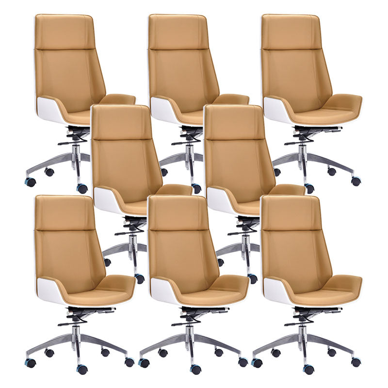 Modern Swivel Office Chair Executive High Back Managers Chair Khaki 8 Piece Set Clearhalo 'furn' 'furn_office_chair' 'Furniture' 'Office Chairs' 'Office Furniture' 'office_chair' 7238742