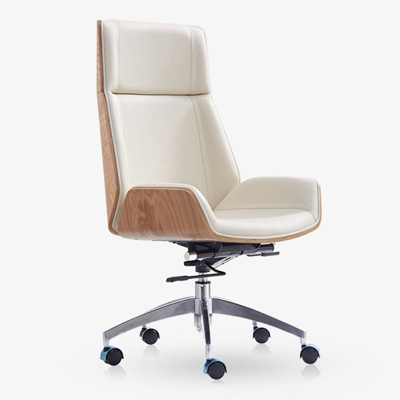 Modern Swivel Office Chair Executive High Back Managers Chair Off-White 1 Piece Clearhalo 'furn' 'furn_office_chair' 'Furniture' 'Office Chairs' 'Office Furniture' 'office_chair' 7238743
