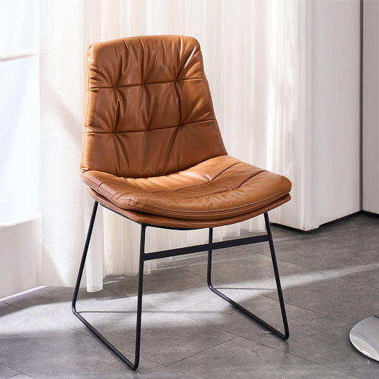 Armless Office Chair No Distressing Ergonomic Modern Desk Chair Brown 1 Piece Casters Not Included