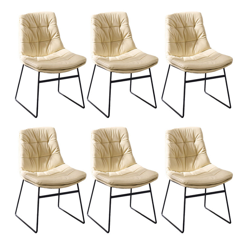 Armless Office Chair No Distressing Modern Ergonomic Desk Chair Off-White 6 Piece Set Casters Not Included Clearhalo 'furn' 'furn_office_chair' 'Furniture' 'Office Chairs' 'Office Furniture' 'office_chair' 7238817