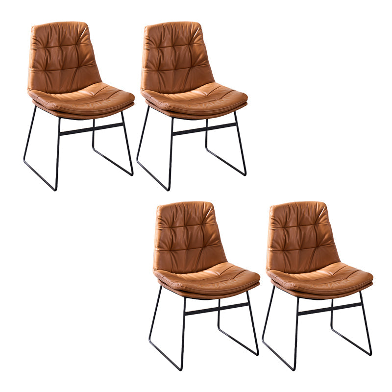 Armless Office Chair No Distressing Modern Ergonomic Desk Chair Brown 4 Piece Set Casters Not Included Clearhalo 'furn' 'furn_office_chair' 'Furniture' 'Office Chairs' 'Office Furniture' 'office_chair' 7238825