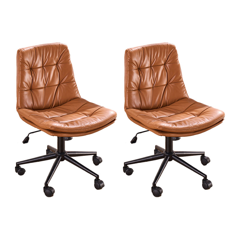 Armless Office Chair No Distressing Modern Ergonomic Desk Chair Brown 2 Piece Set Casters Included Clearhalo 'furn' 'furn_office_chair' 'Furniture' 'Office Chairs' 'Office Furniture' 'office_chair' 7238851