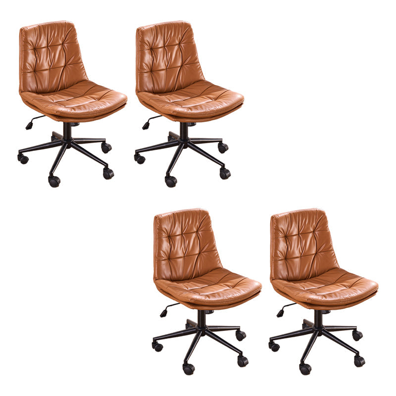 Armless Office Chair No Distressing Modern Ergonomic Desk Chair Brown 4 Piece Set Casters Included Clearhalo 'furn' 'furn_office_chair' 'Furniture' 'Office Chairs' 'Office Furniture' 'office_chair' 7238852