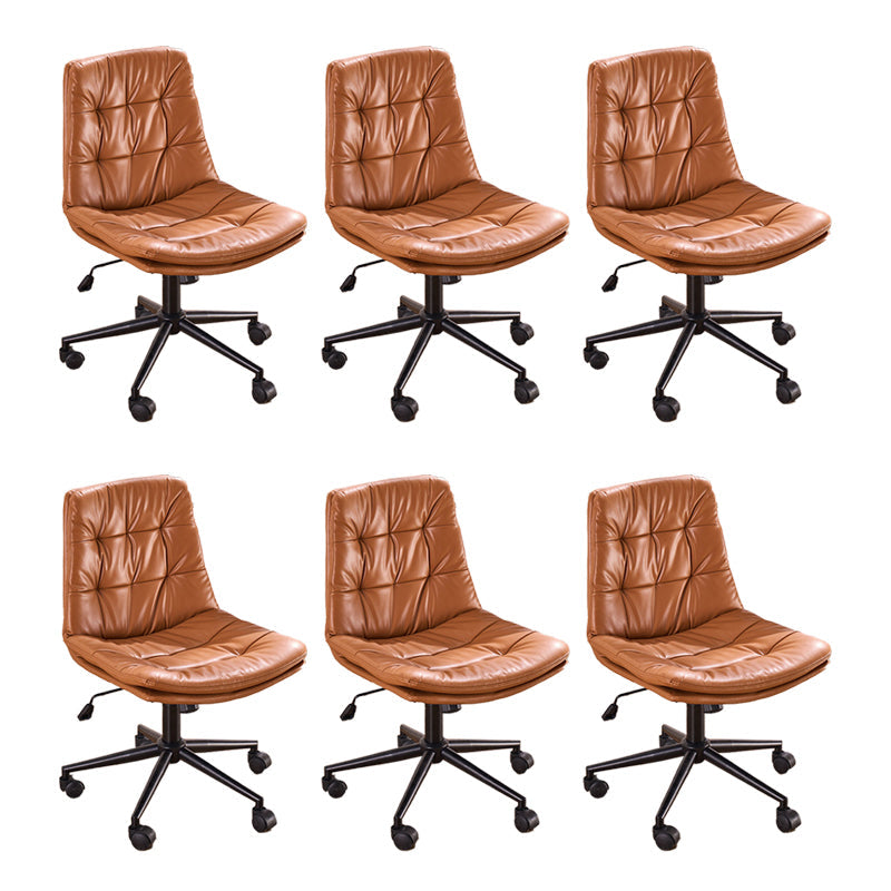 Armless Office Chair No Distressing Modern Ergonomic Desk Chair Brown 6 Piece Set Casters Included Clearhalo 'furn' 'furn_office_chair' 'Furniture' 'Office Chairs' 'Office Furniture' 'office_chair' 7238853
