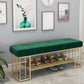 Glam Rectangle Seating Bench Cushioned Backless Entryway Bench with Storage 47"L x 14"W x 18"H Green Clearhalo 'Benches' 'Chairs & Seating' 'furn' 'furn_benches' 'Furniture' 'Living Room Furniture' 7239006
